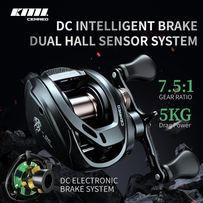 Spincast Reel - CEMREO Baitcasting Visserijmolen DC Intelligente Rem